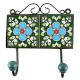 Turquoise Floral Ceramic Tile Hook